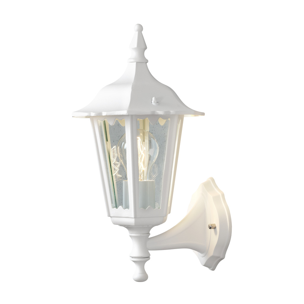 Firenze Weiß außenlampe Von Konstsmide - Das elegante Design und das warme Licht der Lampe schaffen eine einladende Atmosph&auml;re, die sich perfekt f&uuml;r Eing&auml;nge und Terrassen eignet.