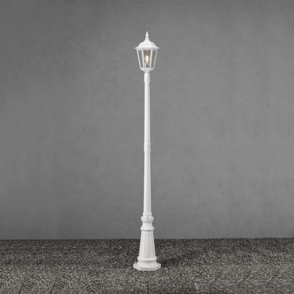Firenze 210cm Weiß kandelaber Von Konstsmide - Die Firenze-Stange ist eine klassische und elegante Au&szlig;enlampe mit einer wundersch&ouml;nen Laterne.