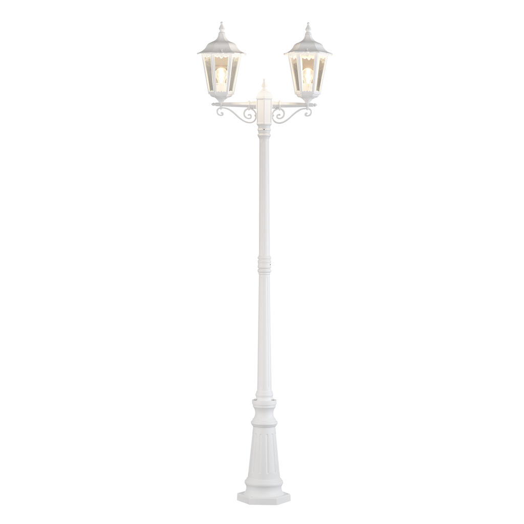 Firenze 220cm Weiß kandelaber Von Konstsmide - Firenzew-Arm Pole ist eine klassische und elegante Au&szlig;enlampe mit zwei Armen.