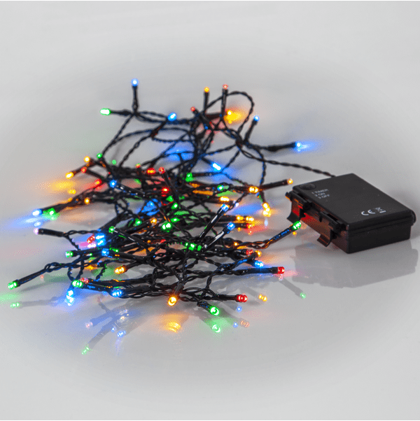Lichterkette Akku 5m Schwarz Von Star Trading - Diese dekorative Lichterkette mit 80 mehrfarbigen LEDs sorgt f&uuml;r stimmungsvolle Beleuchtung im Innen- und Au&szlig;enbereich.