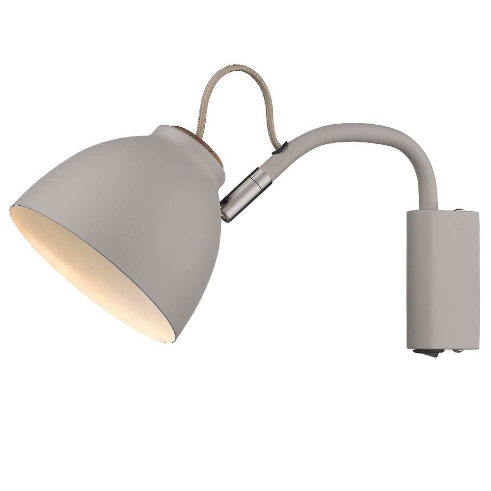 Nivå Ø14 Grau wandlampe Von Halo Design - Die weiche, matte Oberfl&auml;che und das textilummantelte Kabel verleihen der Leuchte eine moderne und elegante Ausstrahlung.