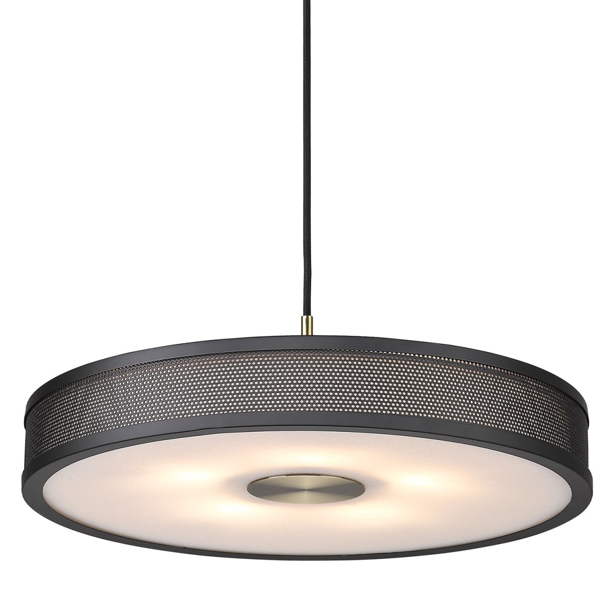 Frame Ø43 Schwarz hängelampe Von Halo Design - Details wie der innere Stoffschirm, die antiken Messingeins&auml;tze und das &auml;u&szlig;ere Perlenmuster machen diese Lampenserie &auml;sthetisch einzigartig.