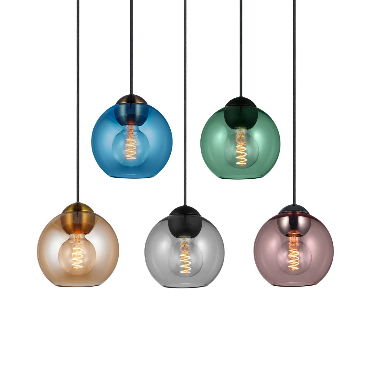 Bubbles Ø18 Bernstein hängelampe Von Halo Design - Das bernsteinfarbene Glas in Kombination mit den antiken Messingdetails verleiht Eleganz und sorgt im eingeschalteten Zustand f&uuml;r eine sch&ouml;ne Lichtverteilung im Raum.