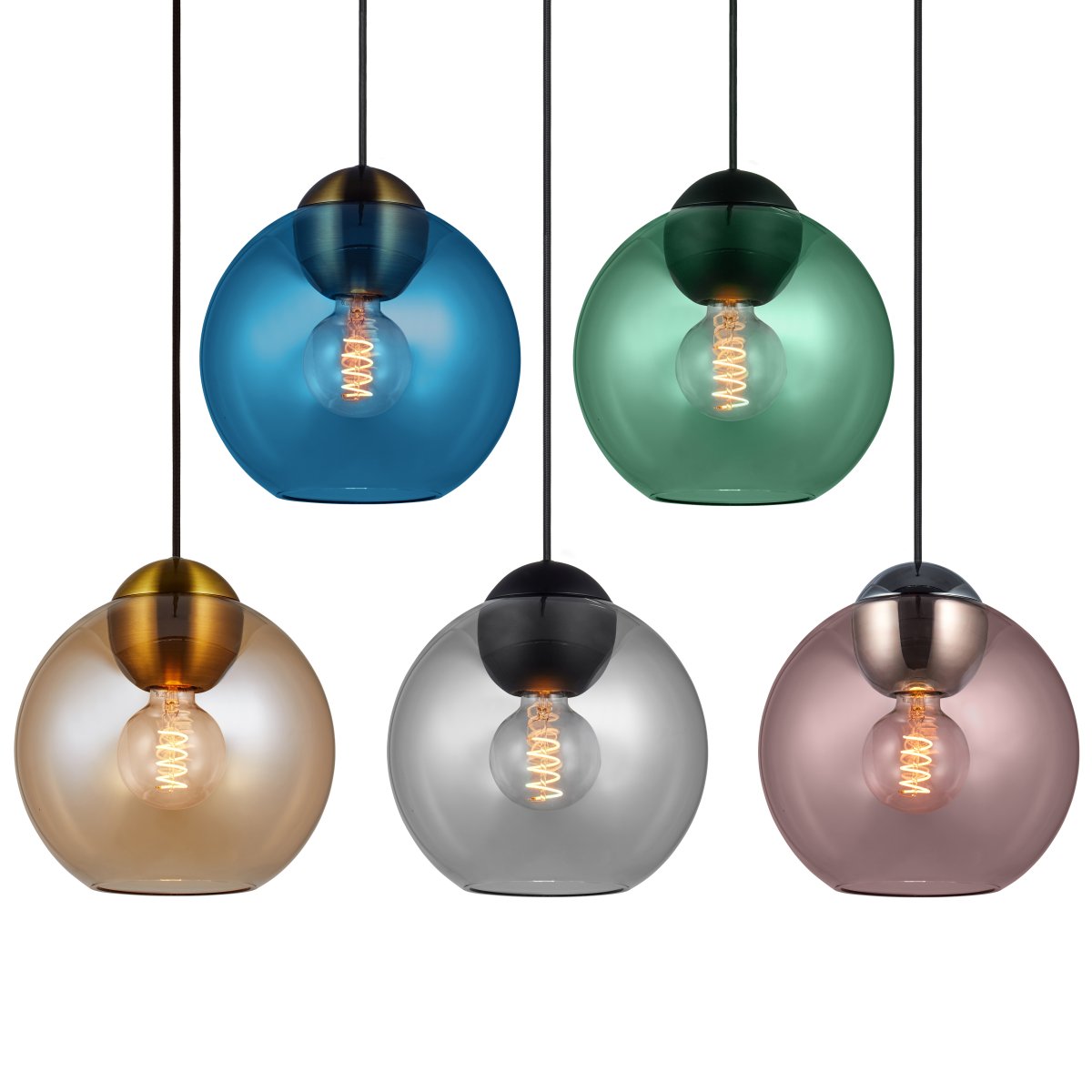 Bubbles Ø24 Bernstein hängelampe Von Halo Design - Das bernsteinfarbene Glas in Kombination mit den antiken Messingdetails verleiht Eleganz und sorgt im eingeschalteten Zustand f&uuml;r eine sch&ouml;ne Lichtverteilung im Raum.