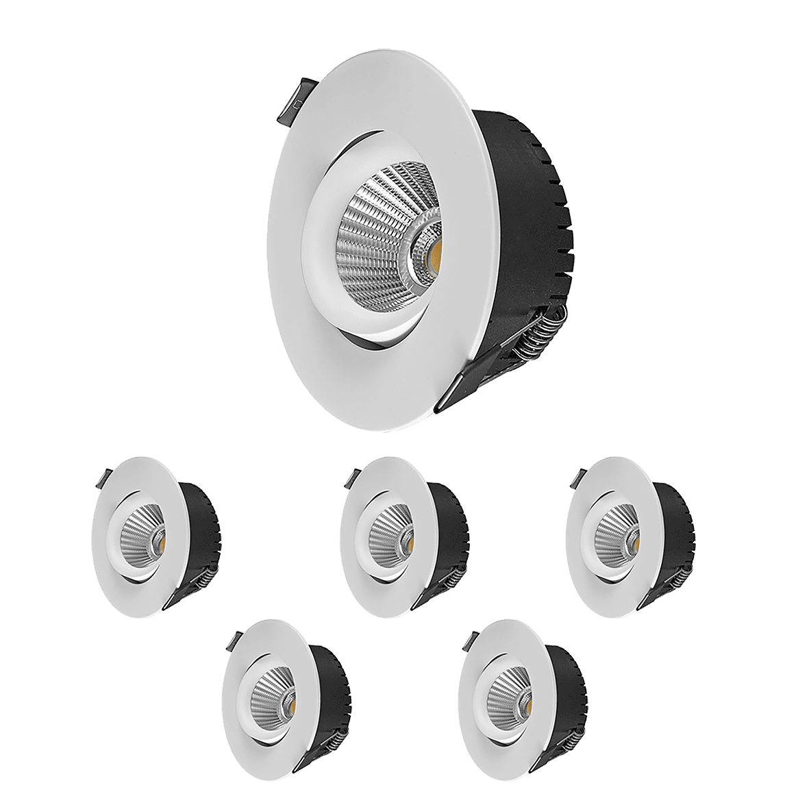 Bondy Downlight 6er-Pack Weiß Von Designlight - Mit einem Durchmesser von 85 mm kann die Leuchte in eine 60&ndash;70 mm gro&szlig;e &Ouml;ffnung montiert werden.