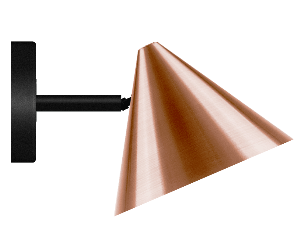 Tratt Micro IP20 Rohkupfer wandlampe Von Westal - Sie ist aus Kupfer gefertigt und in einer rauen Kupferoptik mit Klarlack versehen.