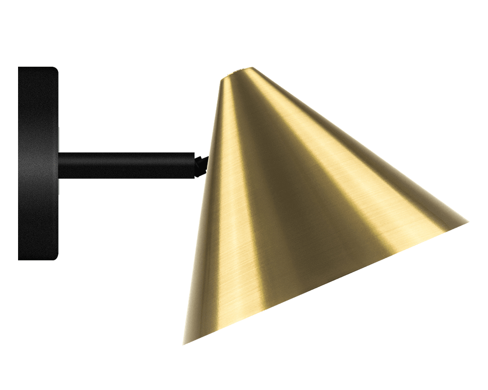 Tratt Micro IP20 Messing wandlampe Von Westal - Sie ist aus Edelstahl mit Messingfinish gefertigt und dank des verstellbaren Schirms sowohl als Leselampe als auch als Nachttischlampe geeignet.