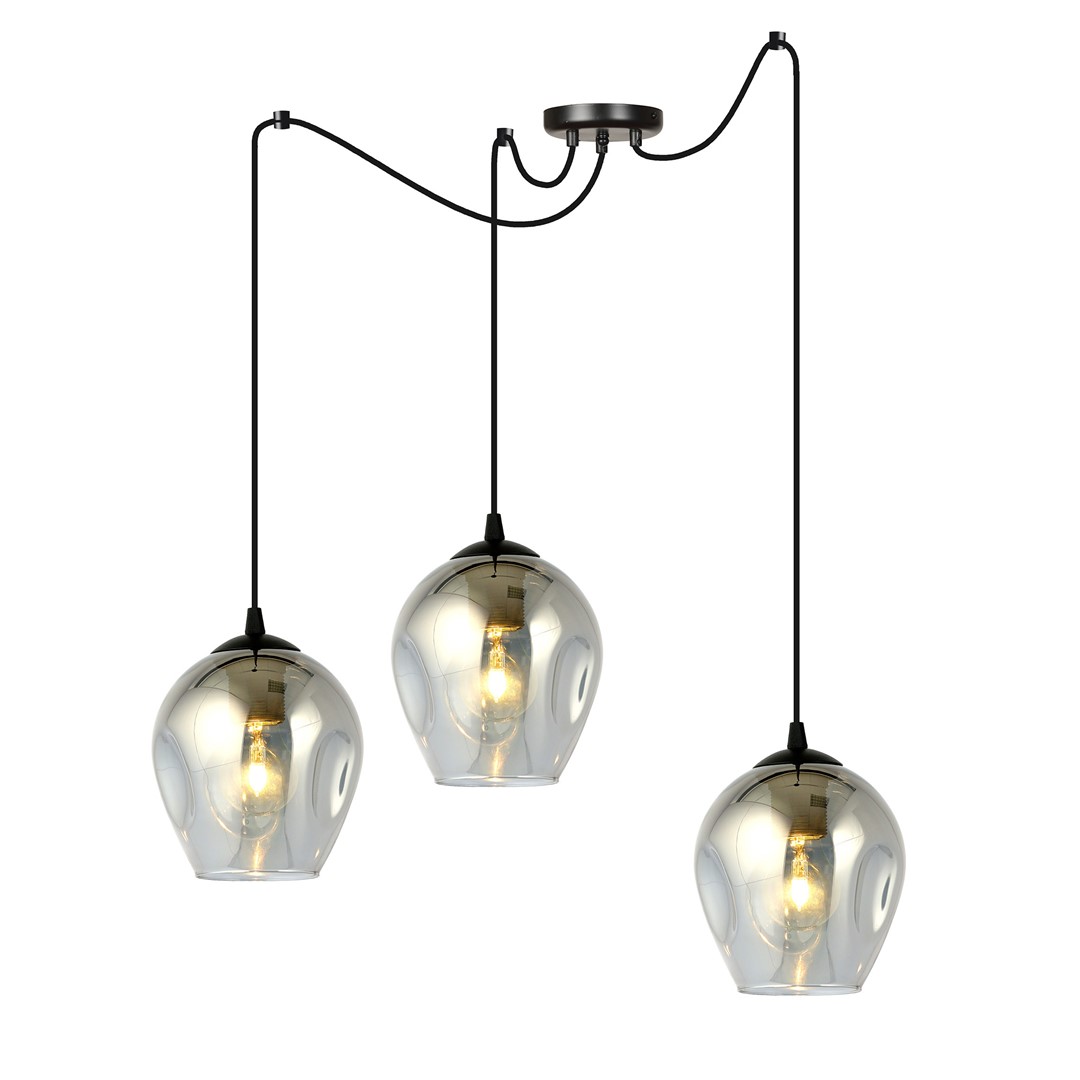 Level 40cm Rauchfarben hängelampe Von Emibig Lighting - Die Glasschirme verleihen der Lampe Leichtigkeit und Eleganz und ihr großzügiges Design ist in seiner Schlichtheit originell.