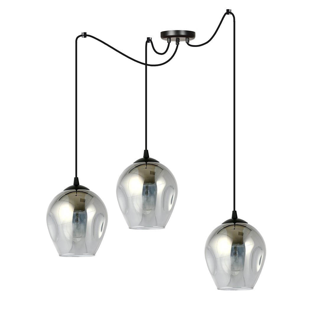 Level 40cm Rauchfarben hängelampe Von Emibig Lighting - Die Glasschirme verleihen der Lampe Leichtigkeit und Eleganz und ihr großzügiges Design ist in seiner Schlichtheit originell.