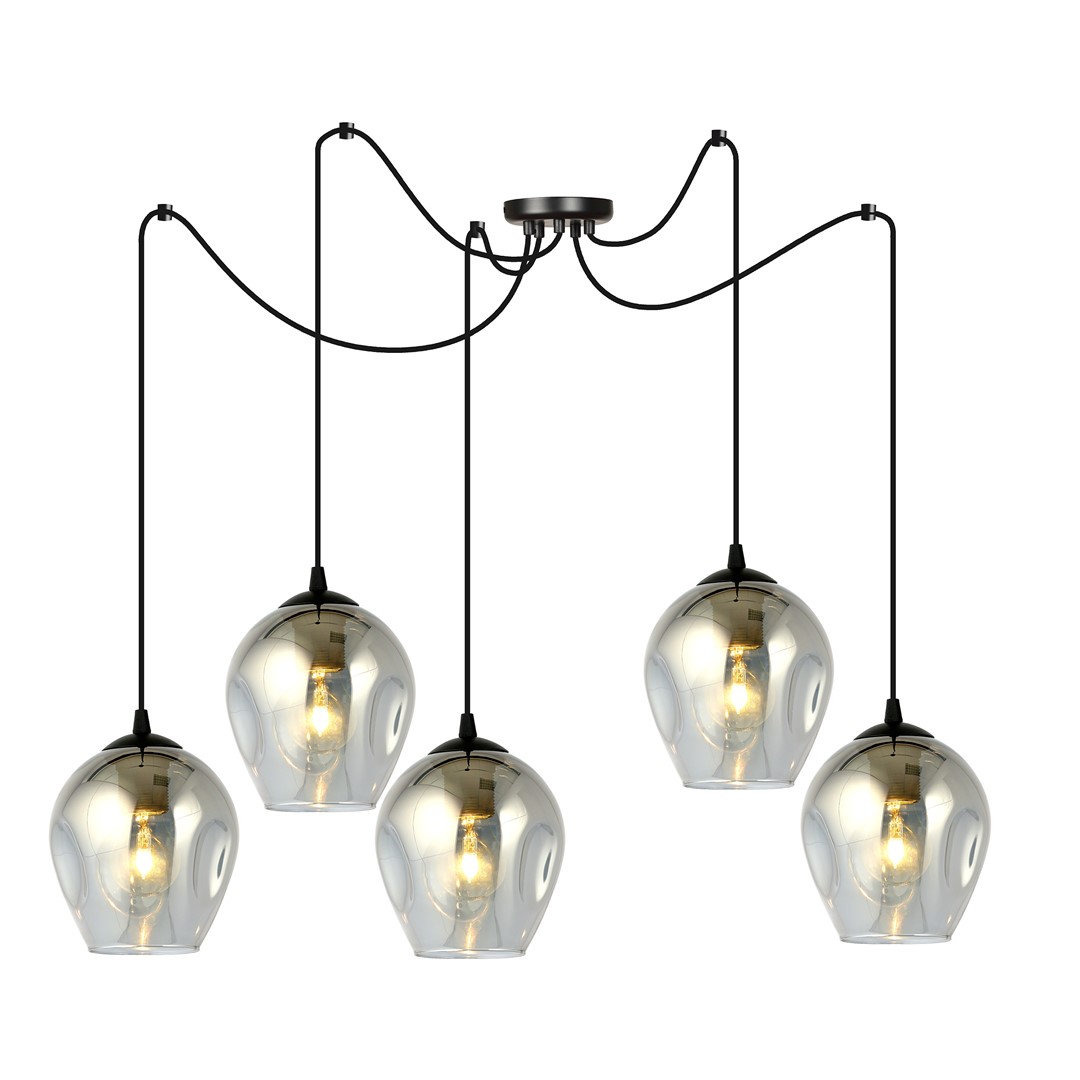 Level 50cm Rauchfarben hängelampe Von Emibig Lighting - Die Glasschirme verleihen der Lampe Leichtigkeit und Eleganz und ihr großzügiges Design ist in seiner Schlichtheit originell.