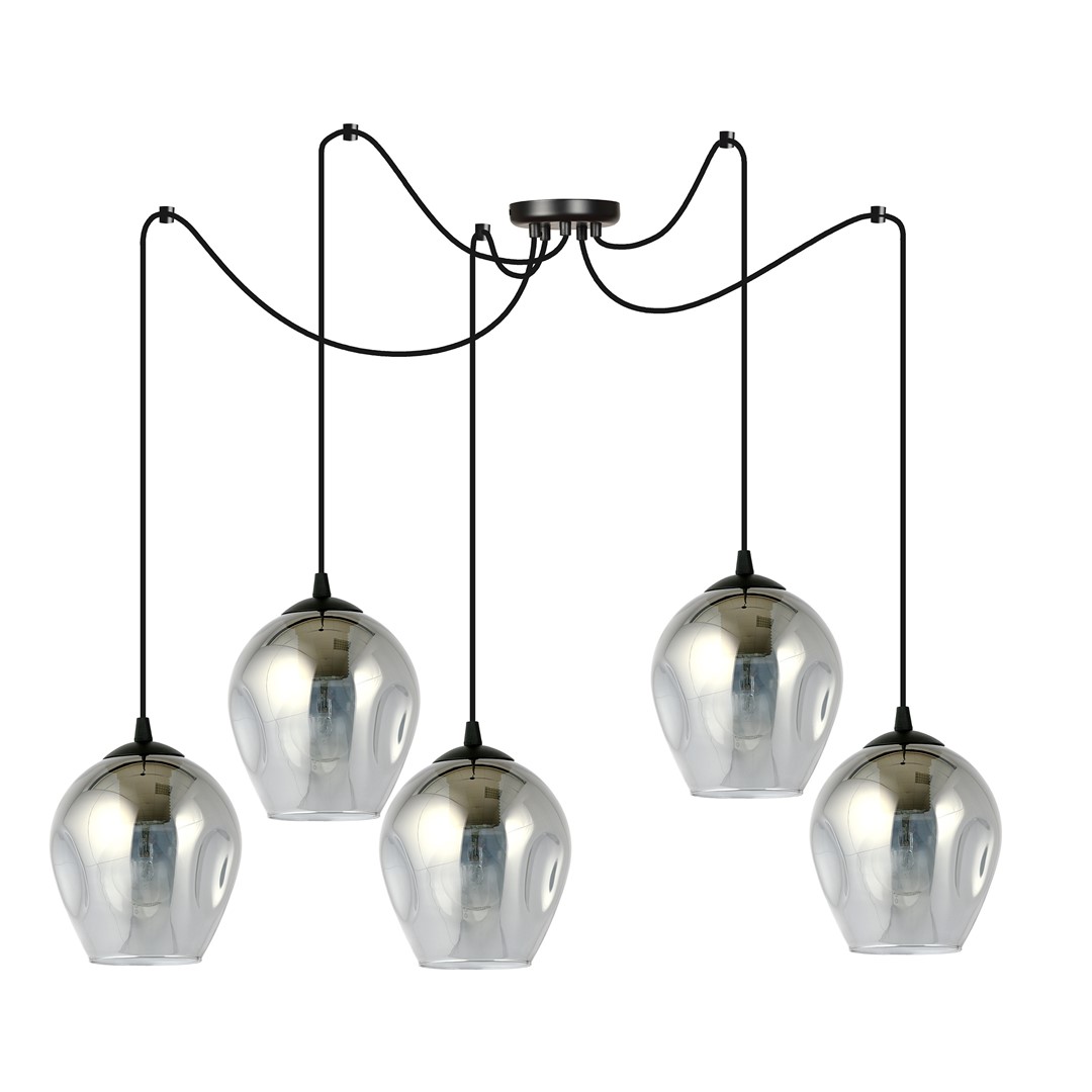 Level 50cm Rauchfarben hängelampe Von Emibig Lighting - Die Glasschirme verleihen der Lampe Leichtigkeit und Eleganz und ihr großzügiges Design ist in seiner Schlichtheit originell.