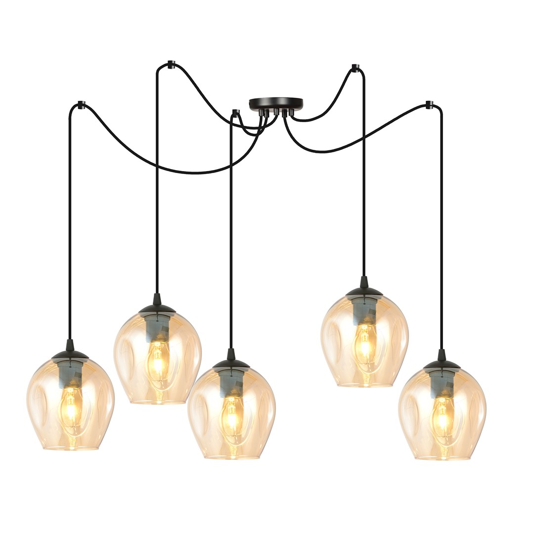 Level 70cm Bernstein hängelampe Von Emibig Lighting - Die Glasschirme verleihen der Lampe Leichtigkeit und Eleganz und ihr großzügiges Design ist in seiner Schlichtheit originell.