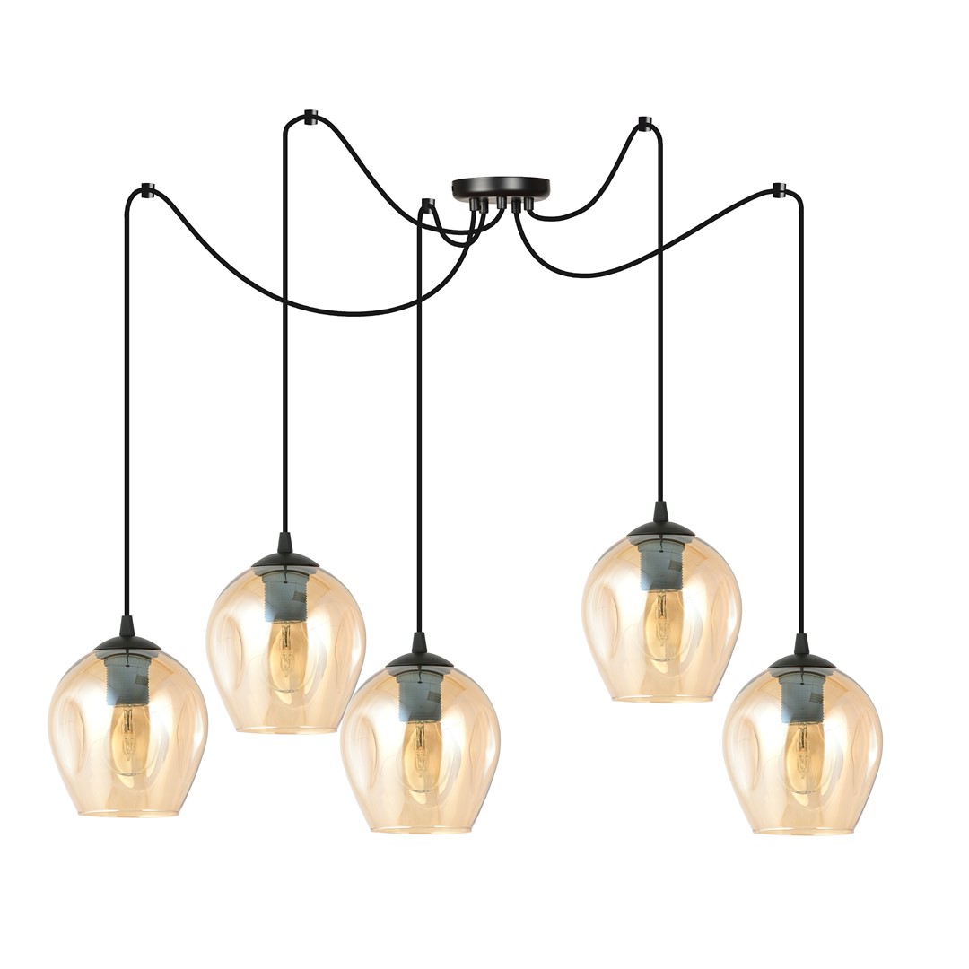 Level 70cm Bernstein hängelampe Von Emibig Lighting - Die Glasschirme verleihen der Lampe Leichtigkeit und Eleganz und ihr großzügiges Design ist in seiner Schlichtheit originell.