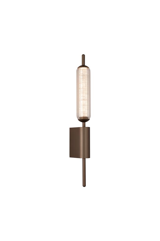 Cattail 54cm Braun wandlampe Von Searchlight - Die schlanke Silhouette aus braunem Metall harmoniert perfekt mit dem klaren, geriffelten Glasschirm und dem dekorativen, strukturierten Diffusor, der das Licht auf wundersch&ouml;ne Weise einf&auml;ngt und bricht.
