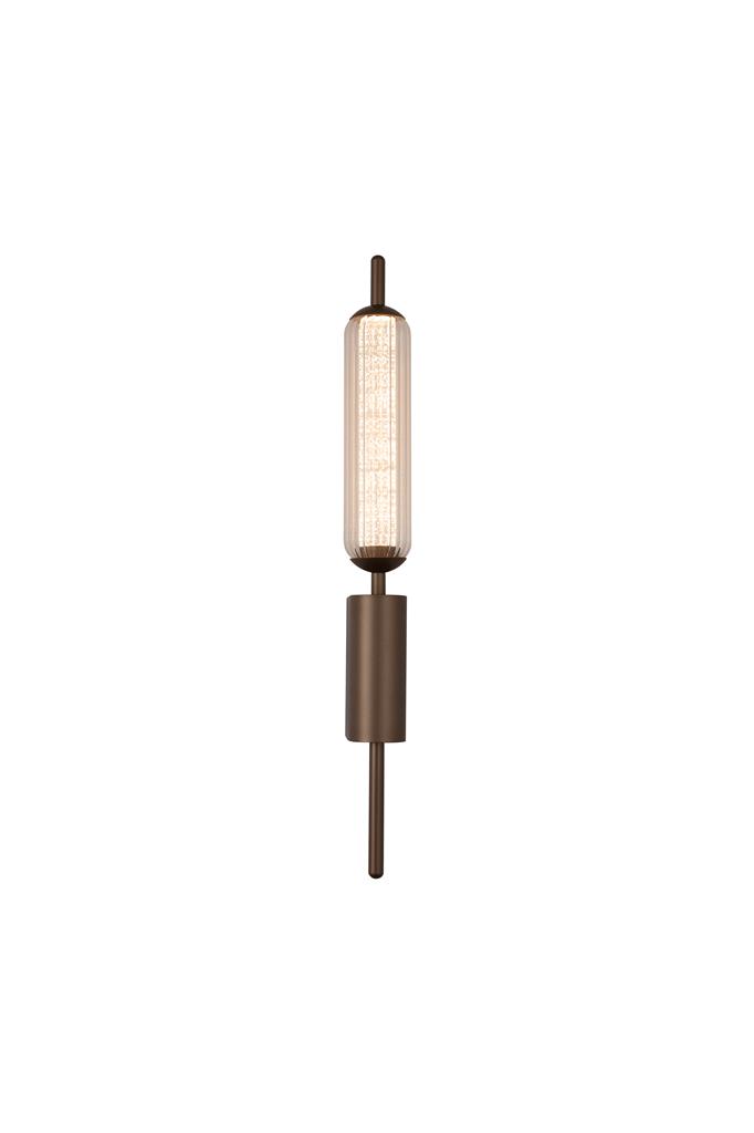 Cattail 54cm Braun wandlampe Von Searchlight - Die schlanke Silhouette aus braunem Metall harmoniert perfekt mit dem klaren, geriffelten Glasschirm und dem dekorativen, strukturierten Diffusor, der das Licht auf wundersch&ouml;ne Weise einf&auml;ngt und bricht.