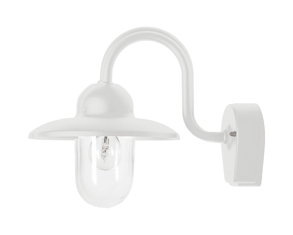 Nisse Weiß außenlampe Von Westal - Der transparente Glasschirm sorgt für eine effektive Lichtverteilung und schafft eine einladende Atmosphäre an Eingängen, Fassaden oder Terrassen.