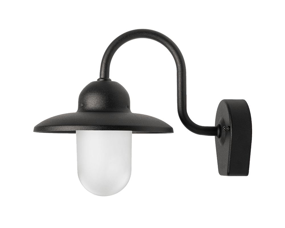 Nisse Schwarz außenlampe Von Westal - Der mattierte Glasschirm sorgt für eine effektive Lichtverteilung und schafft eine einladende Atmosphäre an Eingängen, Fassaden oder Terrassen.