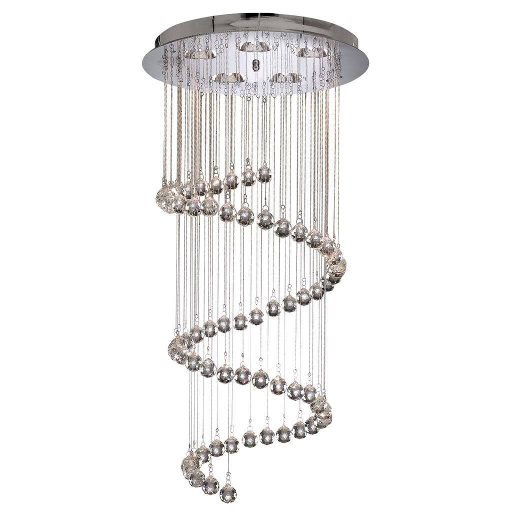 Hallway Ø40 Chrom hängelampe Von Searchlight - Die funkelnden Prismen reflektieren das Licht auf wunderschöne Weise und erzeugen ein lebendiges und luxuriöses Lichtspiel im Raum – perfekt für alle, die einen echten Blickfang schaffen möchten.