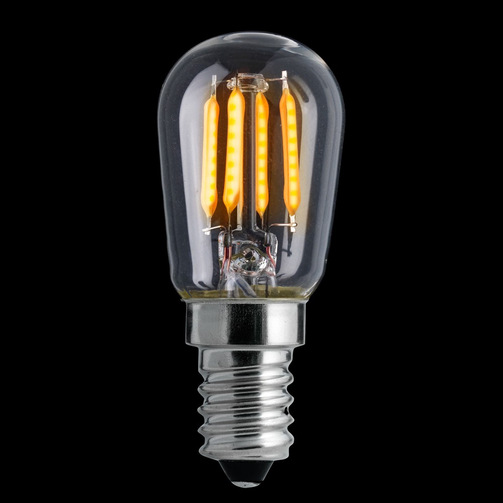 E14 2,5W 2200K 3-stufig dimmbar Transparent Von Unison - Die klare E14-Glühbirne mit 2,5 W Leistung und warmweißem Licht (2200 K) schafft eine angenehme und einladende Atmosphäre.