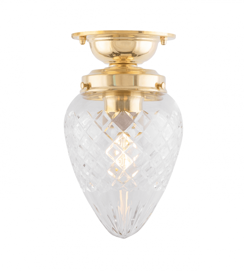 Lundkvist 80 IP24 Messing Von Karlskrona lampfabrik - &Ouml;nskar man g&aring; in med kuloledning fr&aring;n sidan av armaturen kompletteras med en distansplatta.