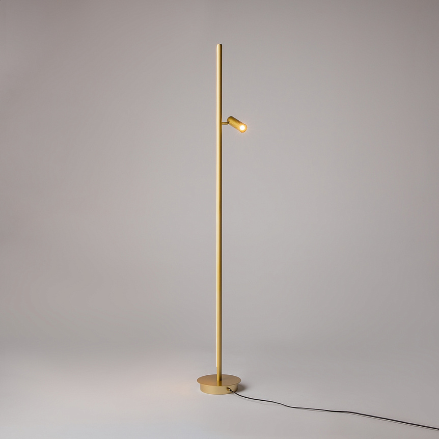 Thin Messing stehlampe Von Maytoni - Sie verf&uuml;gt &uuml;ber einen beweglichen Strahler mit hellem Licht, der sich perfekt als Leselampe eignet, und einen Touch-Dimmer zur einfachen Lichtregulierung.