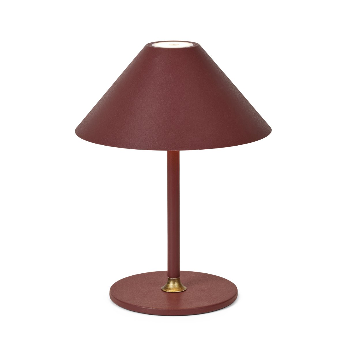 Hygge 25cm Bordeaux tragbare Von Halo Design - Es hat die Schutzart IP54 und ist daher für den Einsatz im Innen- und Außenbereich geeignet (es sollte jedoch im Innenbereich gelagert und aufgeladen werden).