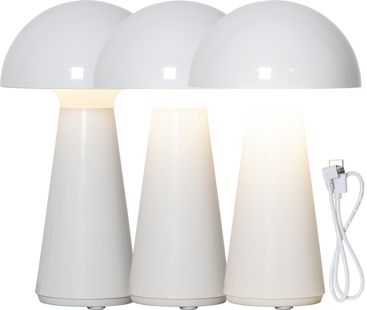 Mushroom 28cm Weiß tragbare Von Star Trading - 5 Stunden bei 100 %, das vollständige Aufladen der Lampe (im Innenbereich) dauert 5–6 Stunden.