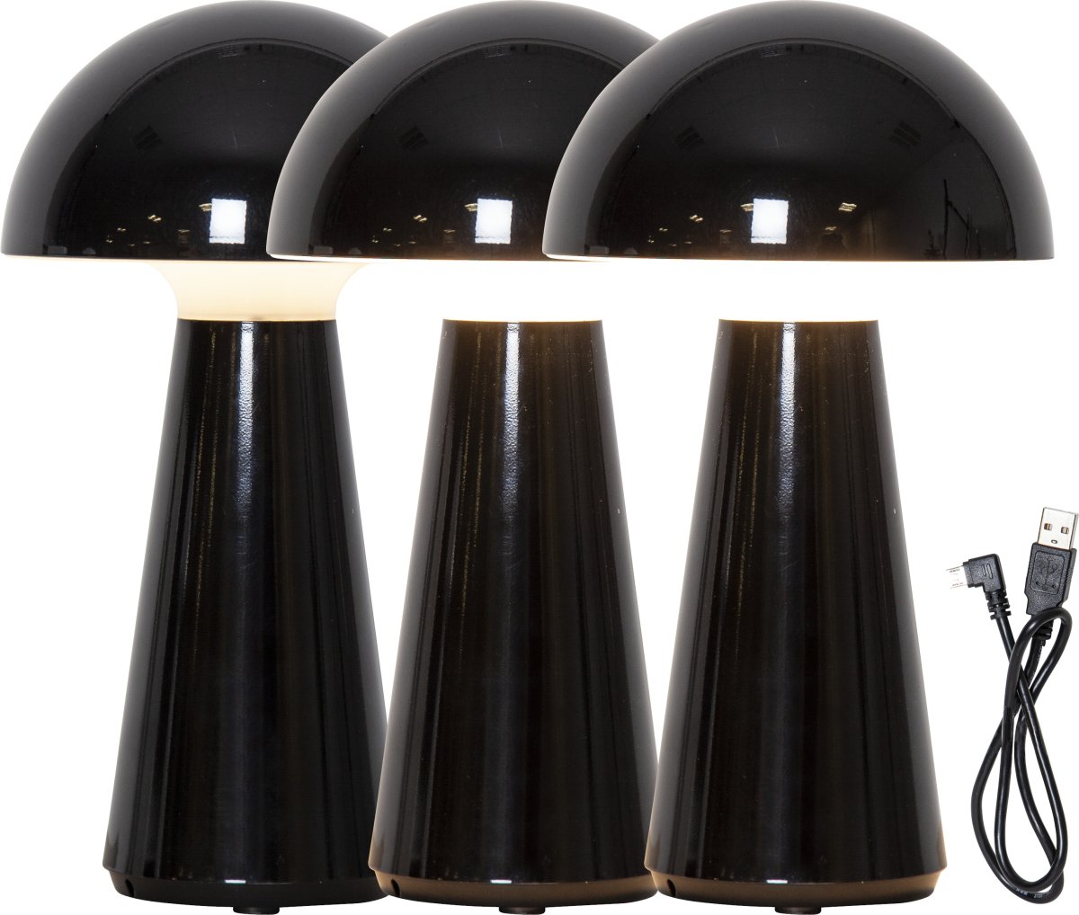 Mushroom 28cm Schwarz tragbare Von Star Trading - 5 Stunden bei 100 %, das vollständige Aufladen der Lampe (im Innenbereich) dauert 5–6 Stunden.