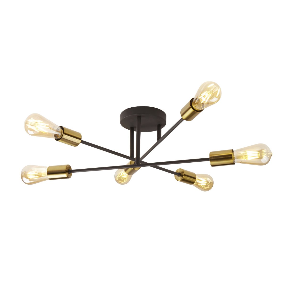 Armstrong Ø64 Mattschwarz deckenleuchte Von Searchlight - Die Armstrong-Deckenleuchte mit sechs Lichtpunkten kombiniert modernes und industrielles Design, das sowohl zu modernen als auch zu traditionellen Einrichtungen passt.