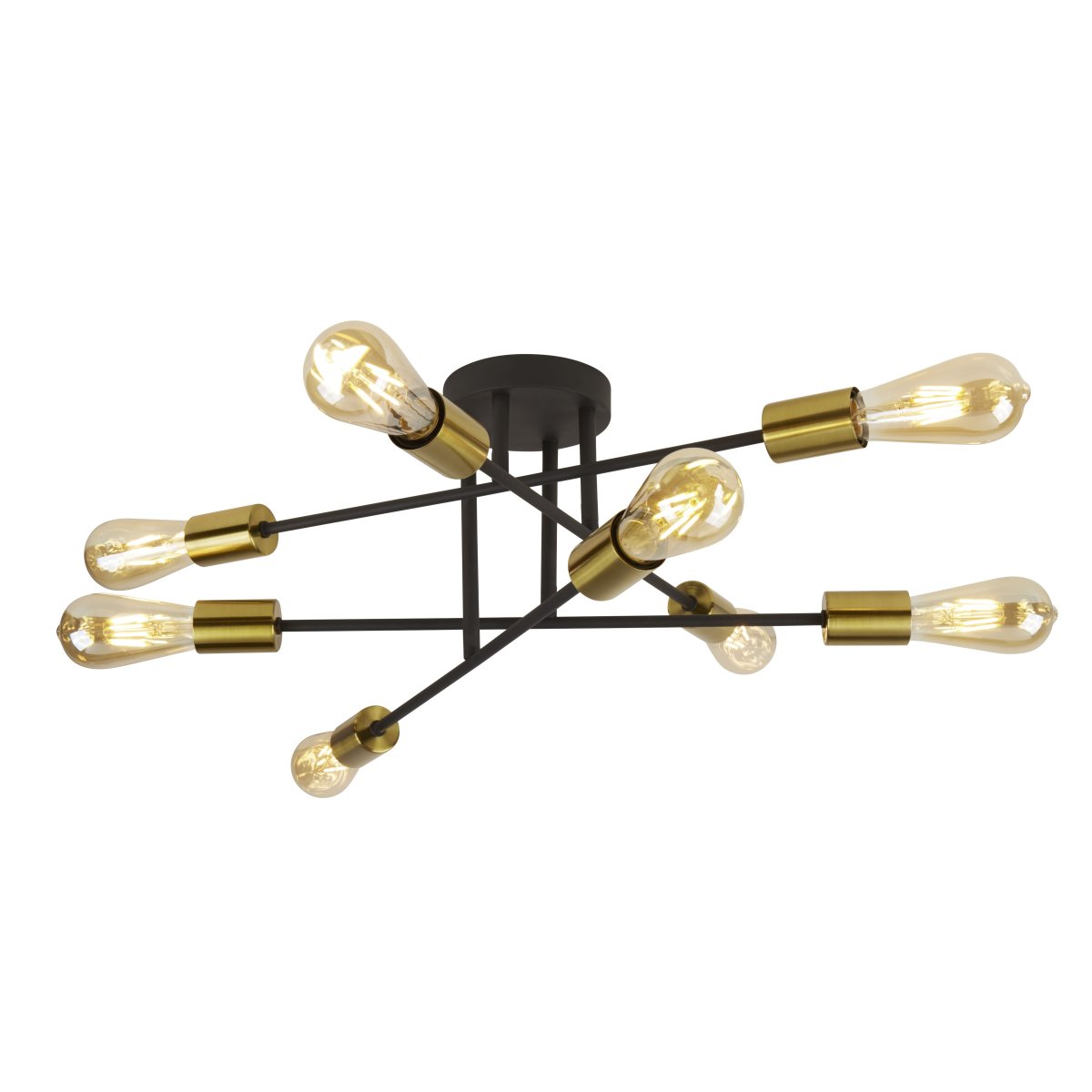 Armstrong Ø64 Sandschwarz deckenleuchte Von Searchlight - Die Armstrong-Deckenleuchte mit acht Lichtpunkten kombiniert modernes und industrielles Design, das sowohl zu modernen als auch zu traditionellen Einrichtungen passt.