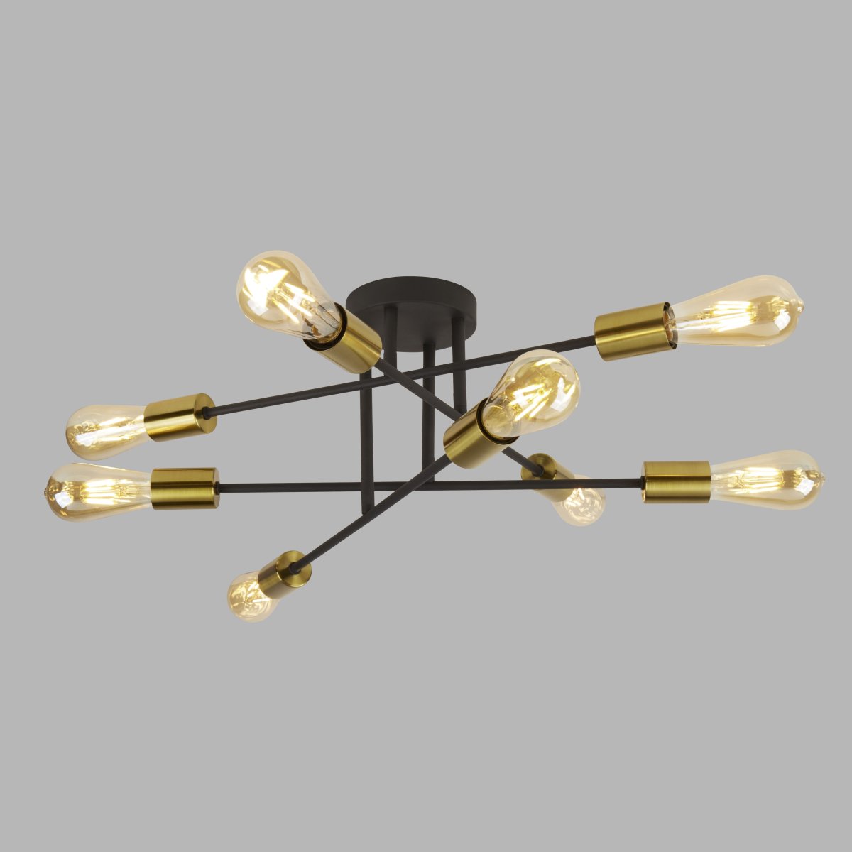 Armstrong Ø64 Sandschwarz deckenleuchte Von Searchlight - Die Armstrong-Deckenleuchte mit acht Lichtpunkten kombiniert modernes und industrielles Design, das sowohl zu modernen als auch zu traditionellen Einrichtungen passt.