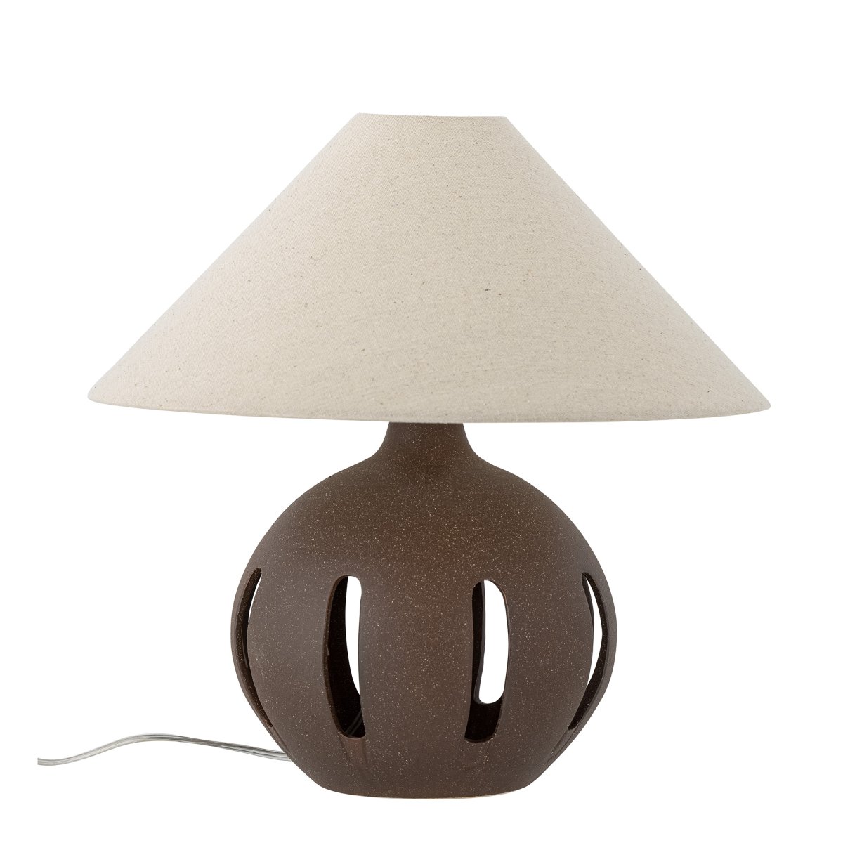 Liana 40cm Braun tischlampe Von Bloomingville - Der helle Leinenschirm bildet einen sch&ouml;nen Kontrast zum dunkleren Fu&szlig;, und die eleganten Einschnitte im Design verleihen der Leuchte eine leichte und stilvolle Ausstrahlung.