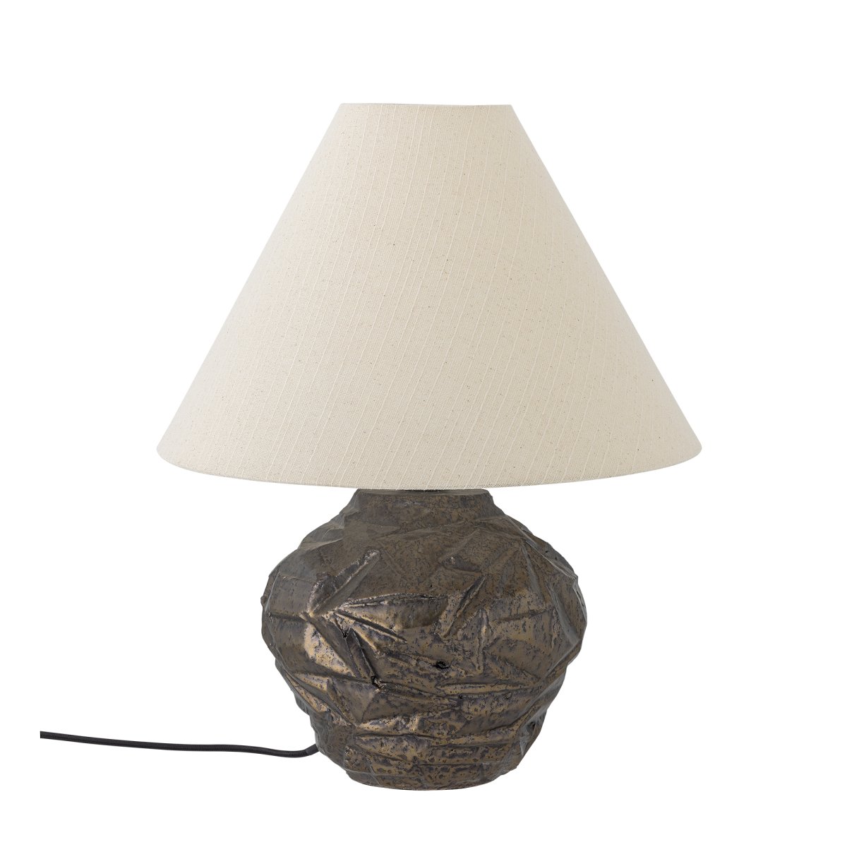 Carolla 50cm Braun tischlampe Von Bloomingville - Der schlichte beige Lampenschirm mit dezenten Streifen verbreitet ein sanftes und angenehmes Licht, das jeden Raum in einen warmen und gem&uuml;tlichen Ort verwandelt.