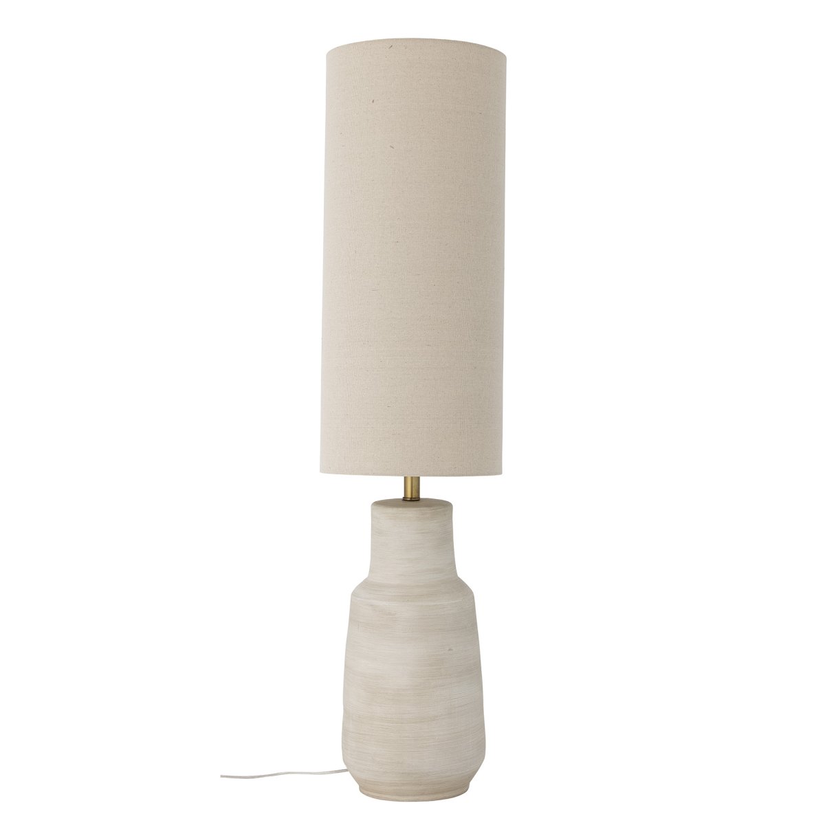 Linetta Naturweiß stehlampe Von Bloomingville - Mit ihrem hellen Steinzeugsockel, der matten Glasur und dem schlichten Textilschirm verbindet sie nat&uuml;rlichen Charme mit stilvollem Design.
