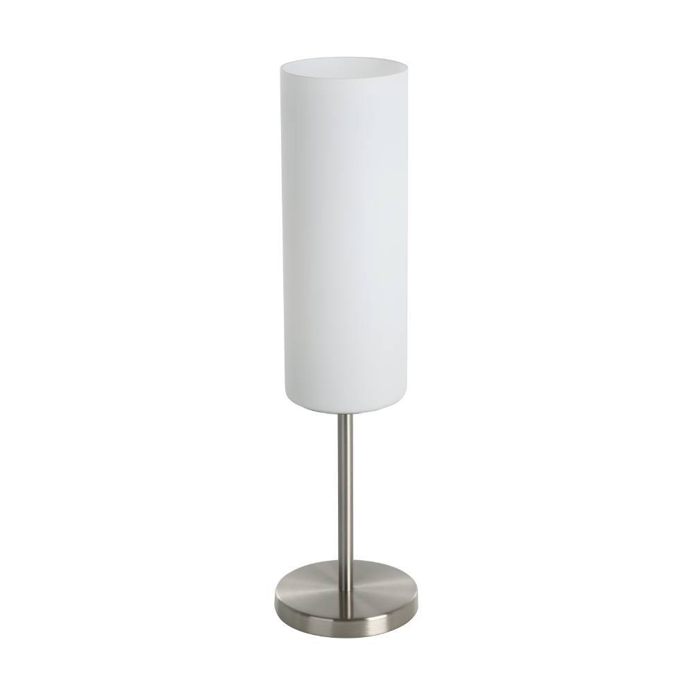 Troy 46cm Weiß tischlampe Von Eglo - Mit ihrem wei&szlig;en Schirm verbreitet sie ein sanftes und angenehmes Licht, perfekt um im Flur, Wohnzimmer oder Schlafzimmer eine ruhige und einladende Atmosph&auml;re zu schaffen.