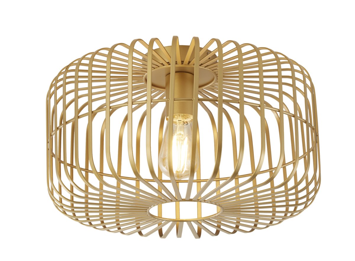 Crib Ø40 Gold deckenleuchte Von Searchlight - Die Crib Cage Deckenleuchte in Gold ist ein elegantes und modernes Einrichtungsdetail.