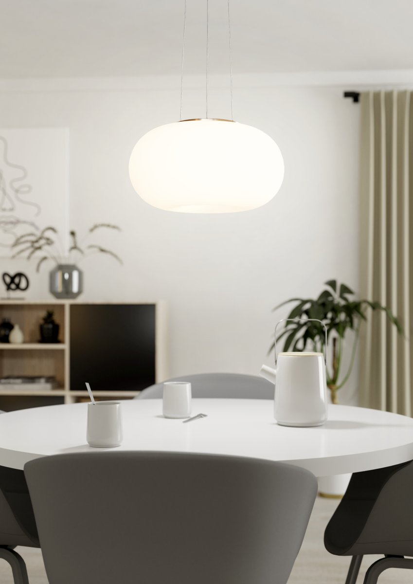 Optica Ø45 Weiß hängelampe Von Eglo - Die Pendelleuchte Optica ist eine moderne und stilvolle Deckenleuchte, die ein sanftes und angenehmes Licht im Raum verbreitet.
