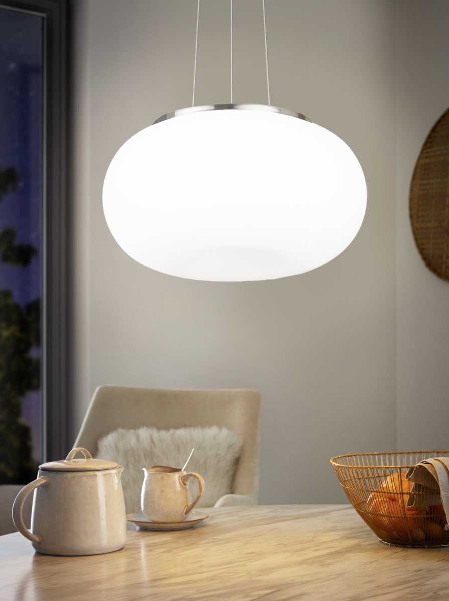 Optica Ø45 Weiß hängelampe Von Eglo - Die Pendelleuchte Optica ist eine moderne und stilvolle Deckenleuchte, die ein sanftes und angenehmes Licht im Raum verbreitet.