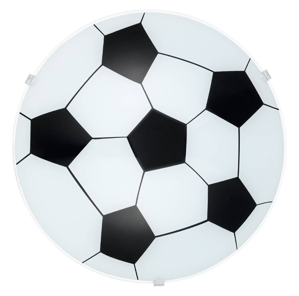 Junior 1 Weiß kinderlampe Von Eglo - Die Lampe hat eine runde Form und weist das klassische schwarz-weiße Fußballmuster auf, das ihr ein verspieltes und stilvolles Aussehen verleiht.