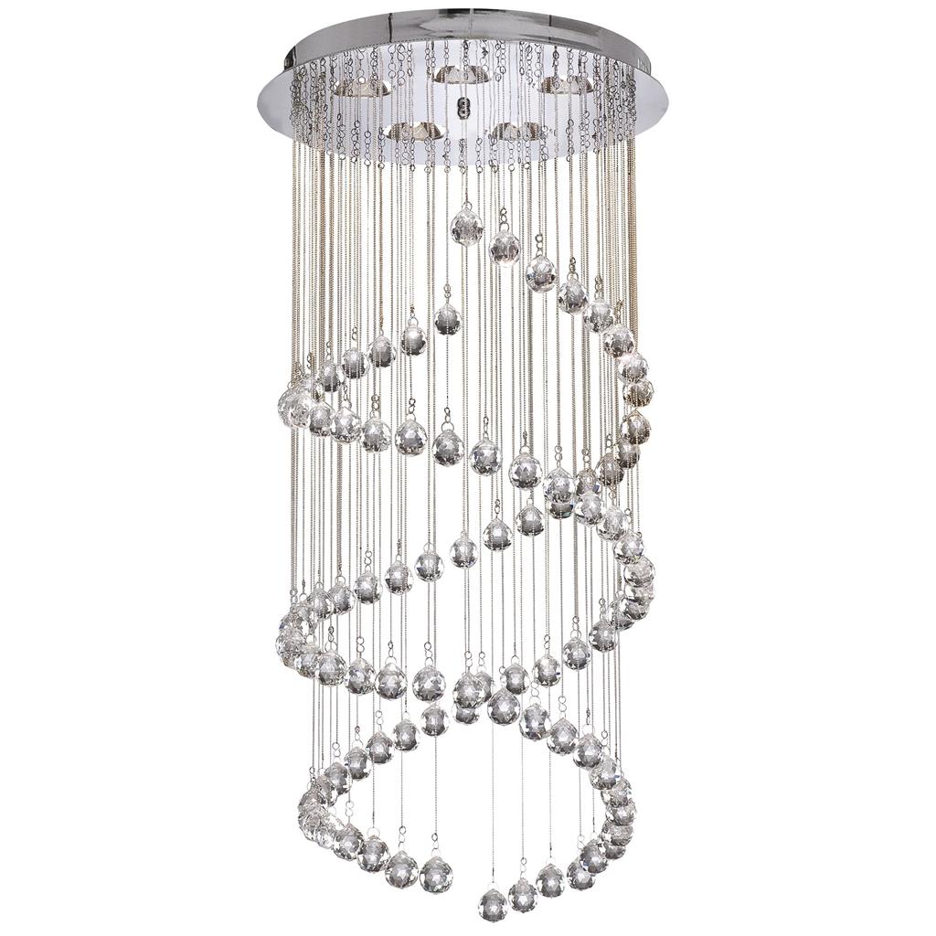 Hallway Ø40 Chrom hängelampe Von Searchlight - Die funkelnden Prismen reflektieren das Licht auf wunderschöne Weise und erzeugen ein lebendiges und luxuriöses Lichtspiel im Raum – perfekt für alle, die einen echten Blickfang schaffen möchten.