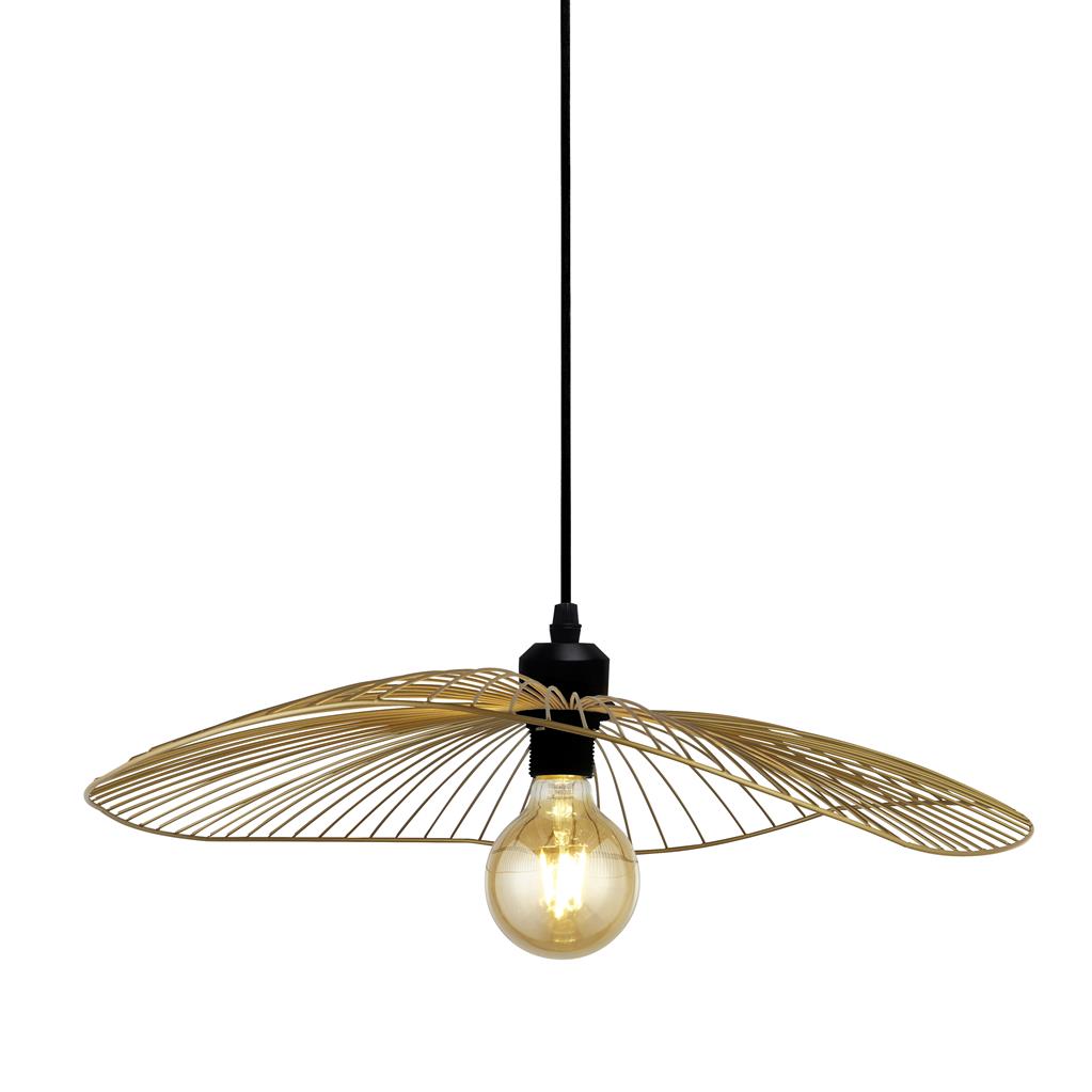 Wave 70cm Gold hängelampe Von Searchlight - Wave ist eine elegante Deckenleuchte mit ovalem Schirm in Goldoptik, die perfekt in moderne Schlafzimmer, Wohnzimmer oder &uuml;ber den Esstisch passt.