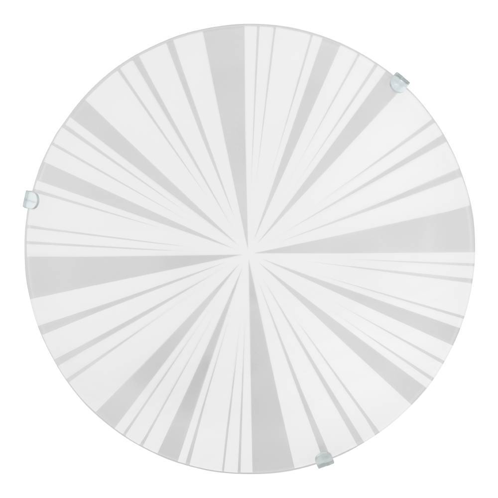 Mars Ø25 Weiß deckenleuchte Von Eglo - Mit ihrem einzigartigen, von Sonnenfedern inspirierten Designmuster aus mattierten und klaren Abschnitten erzeugt sie eine spannende Lichtverteilung und wird zum Blickfang im Raum.