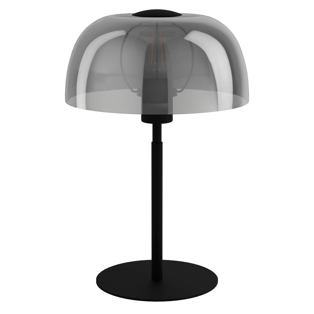 Solo 40cm Schwarz tischlampe Von Eglo - Der transparente Schirm l&auml;sst die Lichtquelle sichtbar und sorgt f&uuml;r eine stimmungsvolle Beleuchtung, die sowohl in Wohn- als auch in Schlafzimmer perfekt passt.