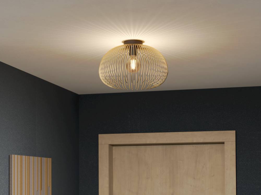 Venezuela Ø38 Gold deckenleuchte Von Eglo - Durch das offene Design der Lampe wird die Lichtquelle Teil der &Auml;sthetik und erzeugt eine warme und einladende Beleuchtung.