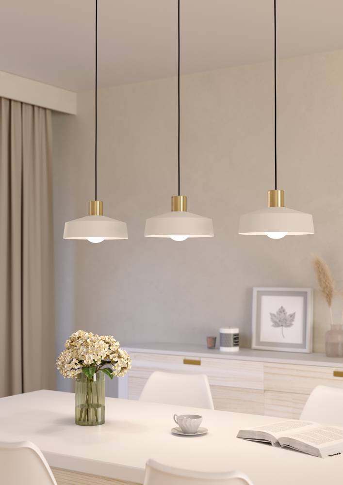 Valdiola 93cm Beige hängelampe Von Eglo - Durch das schlichte Design und die warmen Farbtöne fügt sich die Lampe in unterschiedliche Einrichtungsstile ein und verleiht dem Raum gleichzeitig eine edle Note.