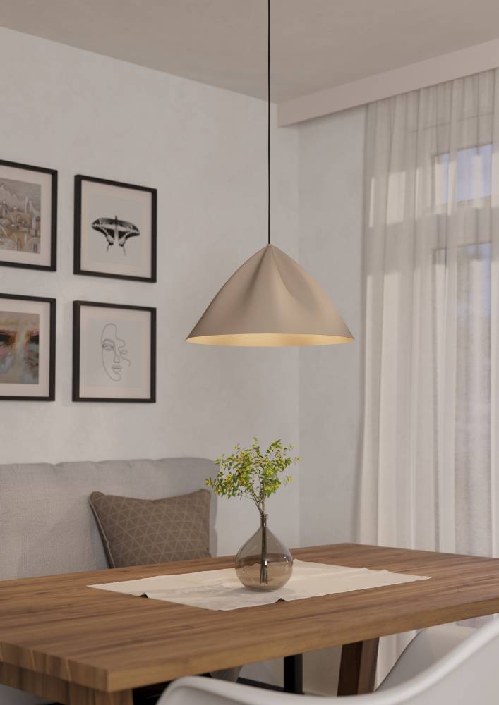 Podere Ø43 Sand hängelampe Von Eglo - auf bequeme Weise und ist somit ideal, um über dem Esstisch oder im Wohnzimmer eine warme und einladende Atmosphäre zu schaffen.