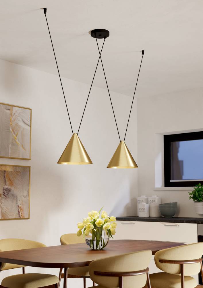 Narices 173cm Gold hängelampe Von Eglo - Verleihen Sie Ihrem Zuhause einen modernen Touch mit dieser stilvollen Deckenleuchte, die Funktion und Design vereint.