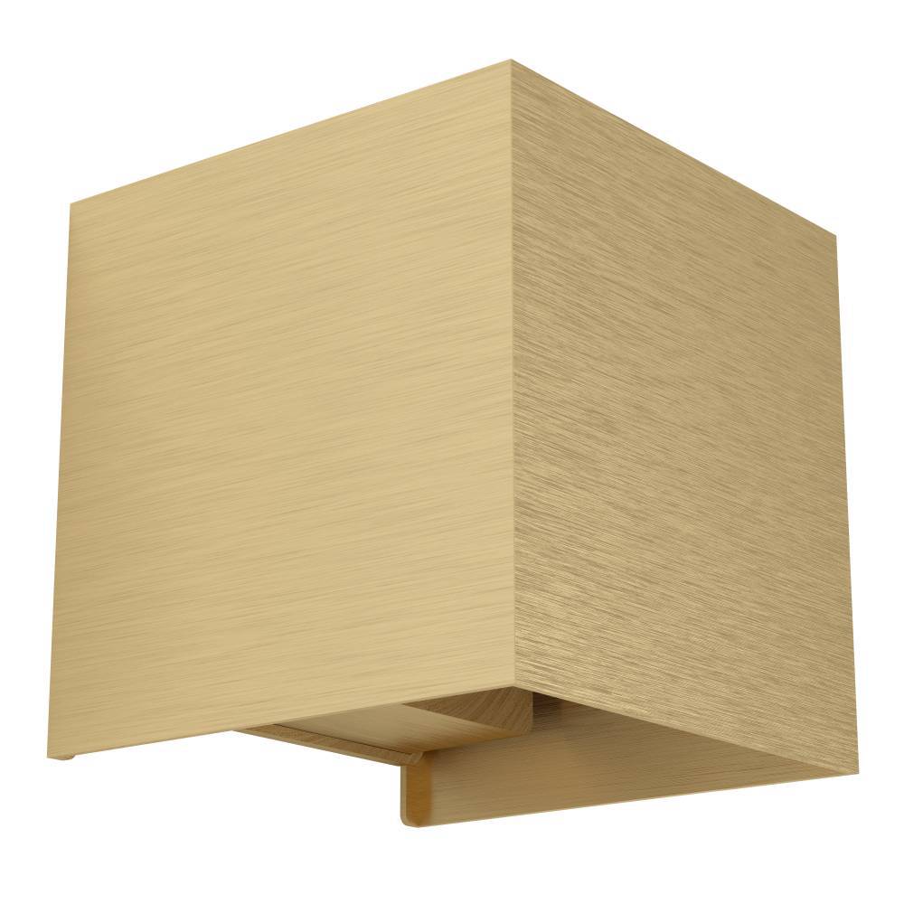 Valmontone 10cm Gebürstetes Messing wandlampe Von Eglo - Der warme Schein, der sich sowohl aus nach oben als auch nach unten gerichteten Lichtstrahlen ausbreitet, sorgt für eine harmonische und sanfte Beleuchtung.
