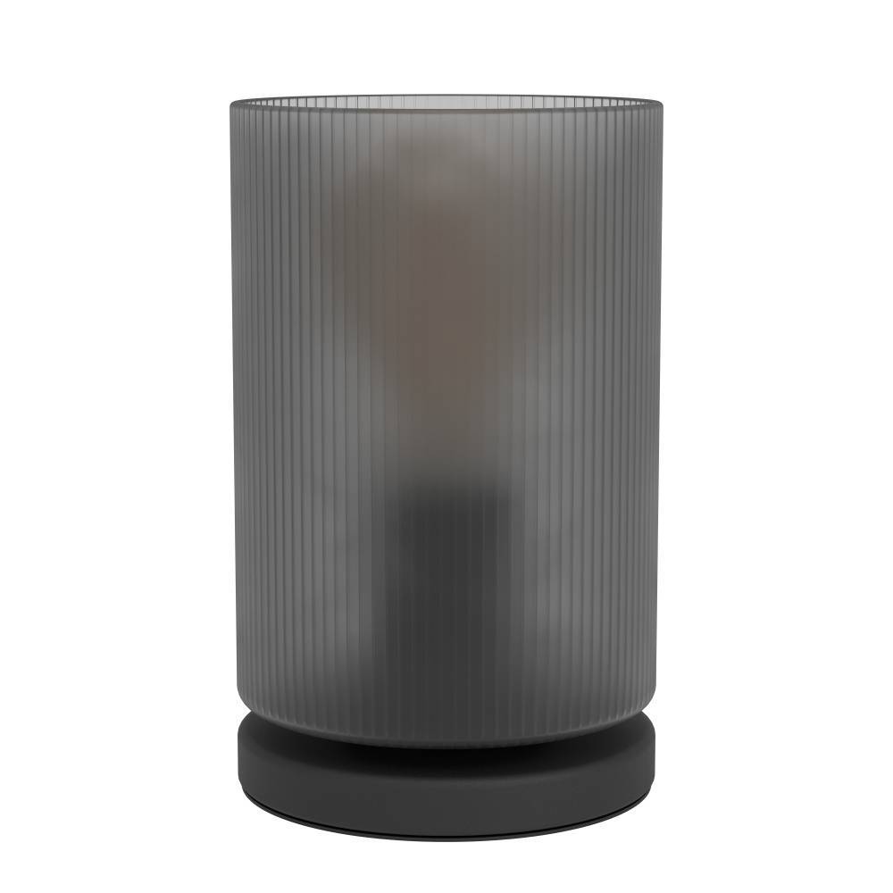 Colomera 20cm Schwarz tischlampe Von Eglo - Das Licht wird durch das halbtransparente Glas gestreut und erzeugt eine sanfte und angenehme Atmosphäre.