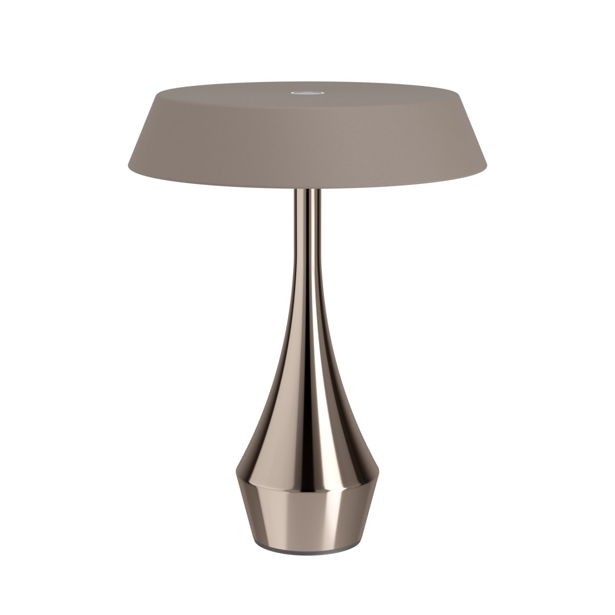 Turcio 20cm Bronze tragbare Von Eglo - Turcio ist eine tragbare Metalllampe mit einem glänzenden, bronzefarbenen Fuß und einem dunkelbraunen, strukturierten Schirm.